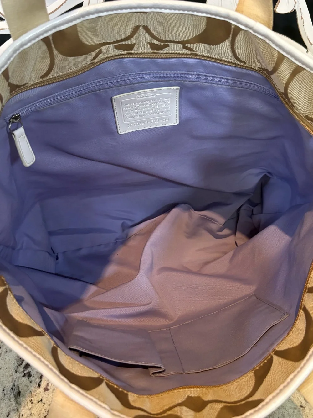 Coach Daisy F16554 Tan & White Signature Canvas Tote